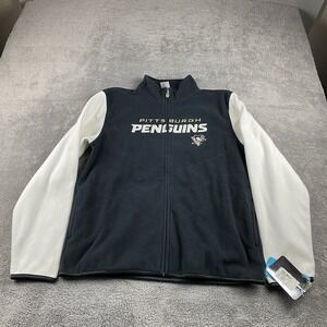 Reebok NHL hockey Pittsburgh Penguins Fleece Zip Up Jacket Womens XL Black White